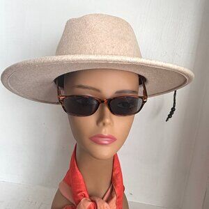 Vegan Panama Rancher Fedora Tan Wide Stiff Brim Hat New Unisex